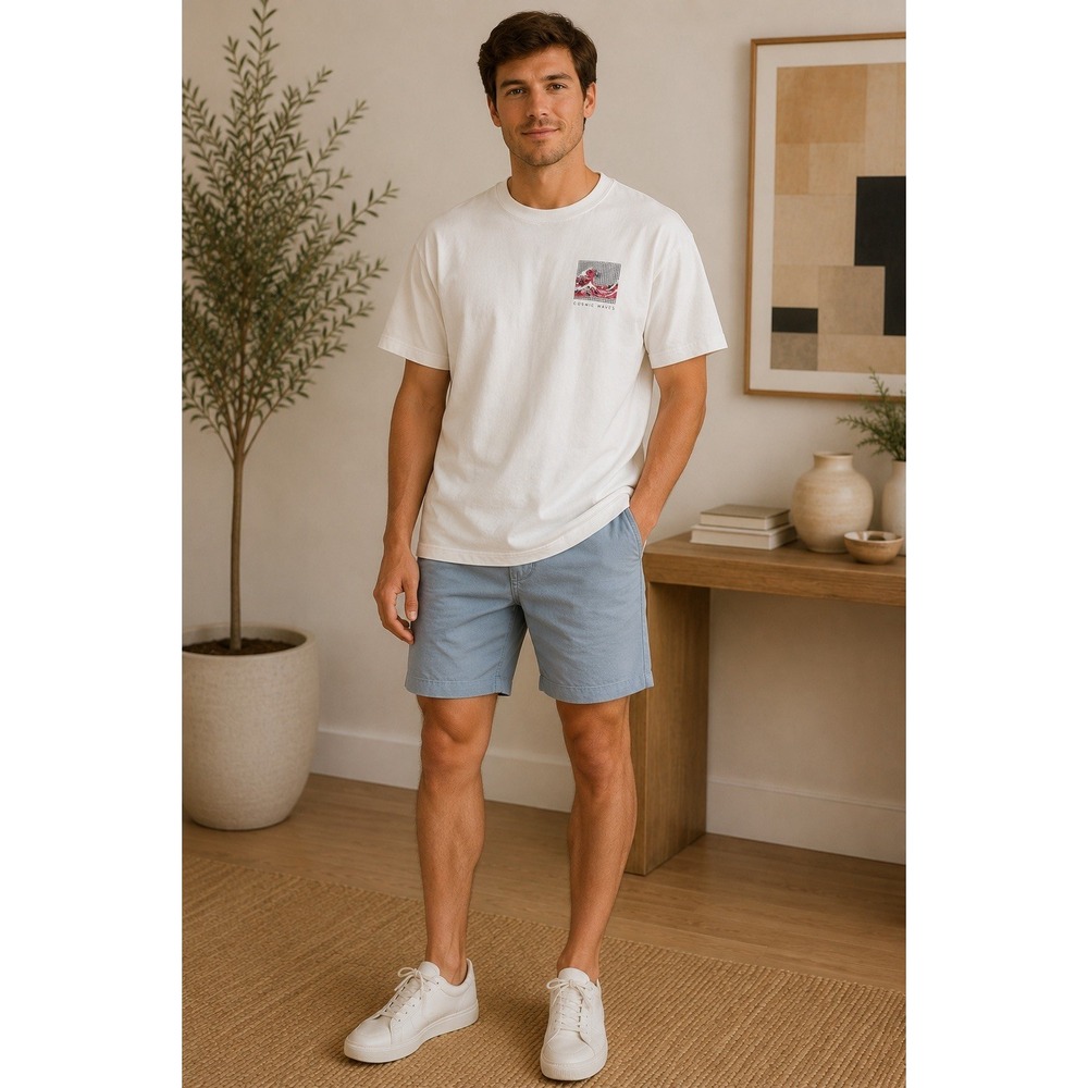 Barney Cools Cosmic Waves T Shirt Mens M White Graphic Surf Streetwear Tee -3672